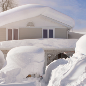 House buried by snow